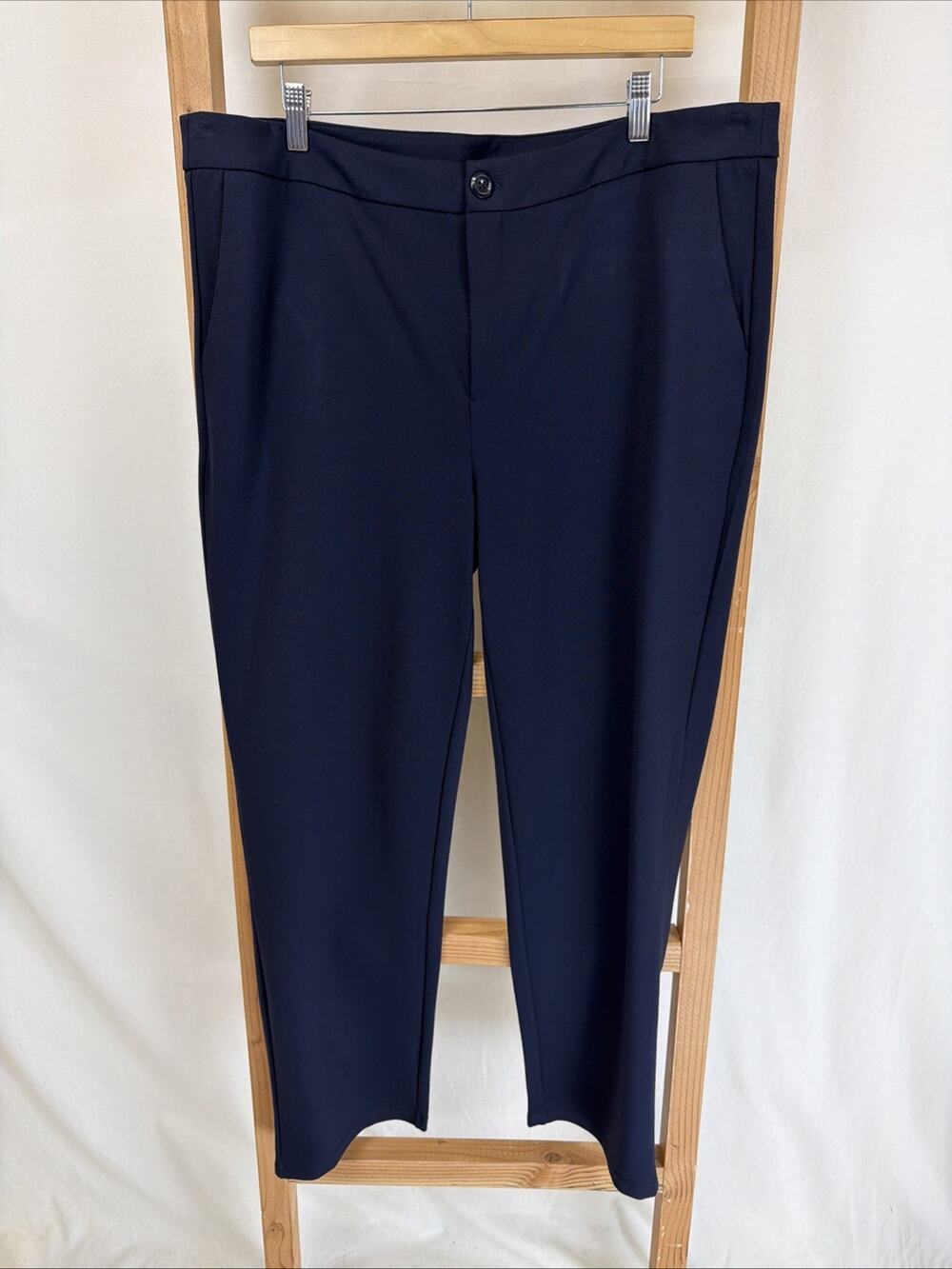 NWT Base Level by YEST Blue High Rise Flat Front Stretch Slacks Pants 16 #0678